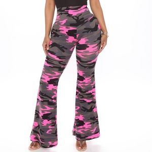 NWT Fashion Nova Carly High Rise Camo Flare Pant